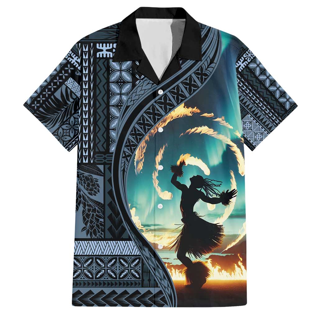 Samoan Siapo Motif and Siva Afi Dance Hawaiian Shirt LT03 Blue - Polynesian Pride