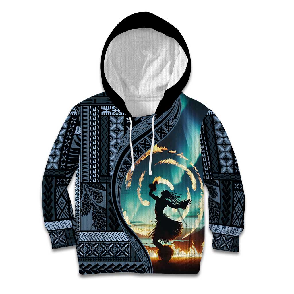 Samoan Siapo Motif and Siva Afi Dance Kid Hoodie LT03 Hoodie Blue - Polynesian Pride