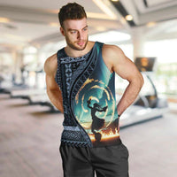 Samoan Siapo Motif and Siva Afi Dance Men Tank Top LT03 Blue - Polynesian Pride