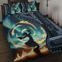 Samoan Siapo Motif and Siva Afi Dance Quilt Bed Set LT03 Blue - Polynesian Pride