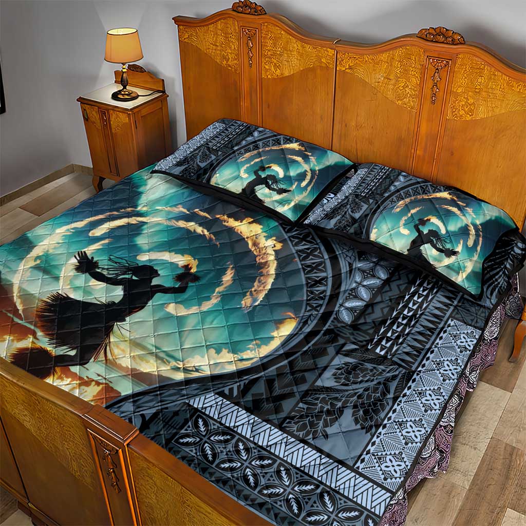Samoan Siapo Motif and Siva Afi Dance Quilt Bed Set LT03 - Polynesian Pride