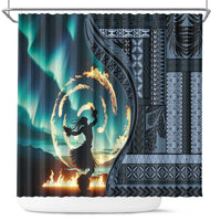 Samoan Siapo Motif and Siva Afi Dance Shower Curtain LT03 Blue - Polynesian Pride