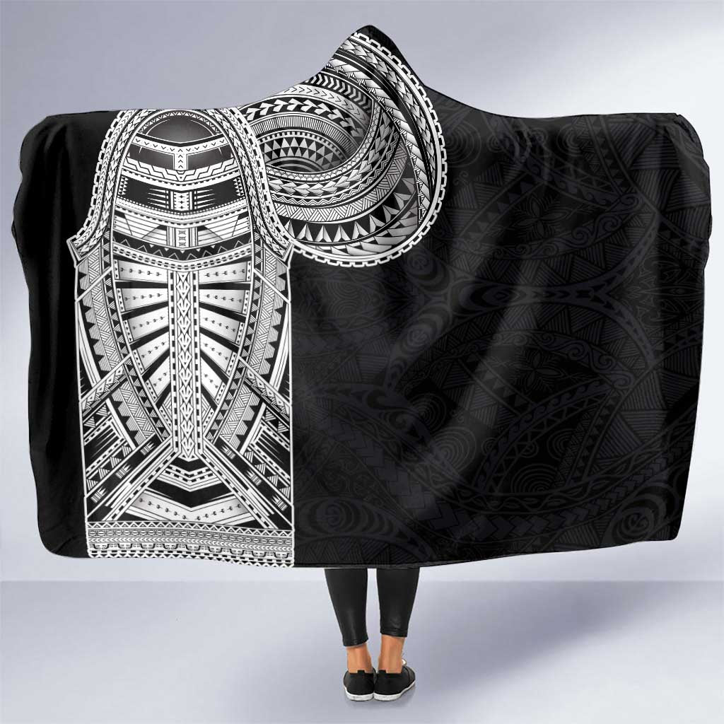 Samoan Art Tattoo Polynesian Pattern Hooded Blanket LT03 One Size Black - Polynesian Pride