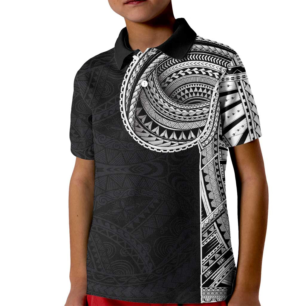 Samoan Art Tattoo Polynesian Pattern Kid Polo Shirt LT03 Kid Black - Polynesian Pride