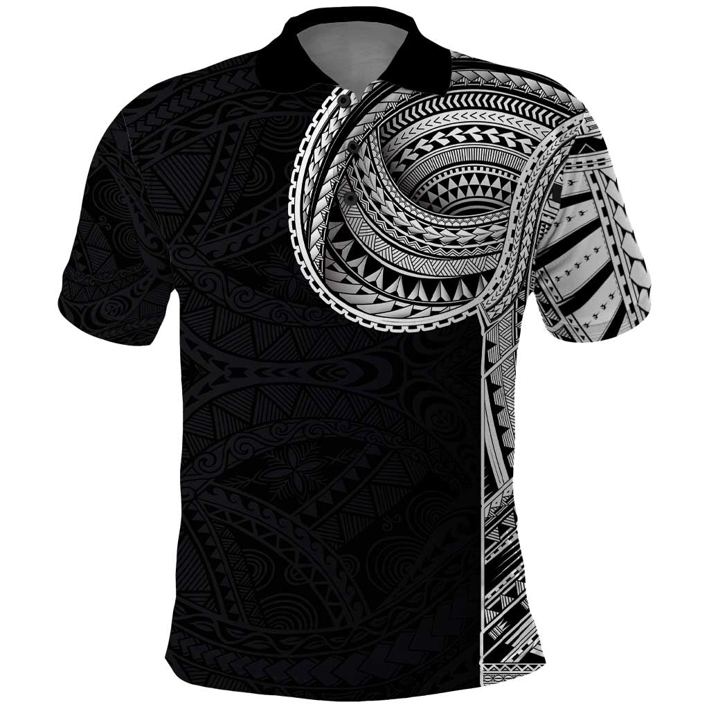 Samoan Art Tattoo Polynesian Pattern Polo Shirt LT03 Black - Polynesian Pride
