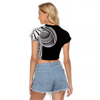 Samoan Art Tattoo Polynesian Pattern Raglan Cropped T Shirt LT03 - Polynesian Pride