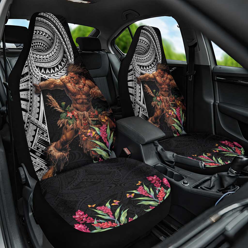 Samoan Warrior Art Tattoo Car Seat Cover Polynesian Pattern and Teuila LT03 One Size Black - Polynesian Pride