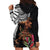 Samoan Warrior Art Tattoo Hoodie Dress Polynesian Pattern and Teuila