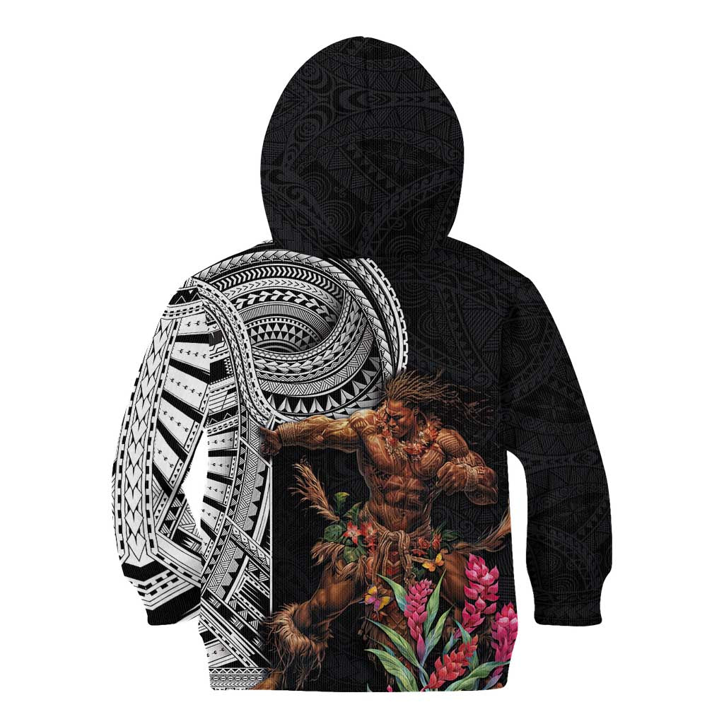 Samoan Warrior Art Tattoo Kid Hoodie Polynesian Pattern and Teuila LT03 - Polynesian Pride