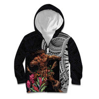 Samoan Warrior Art Tattoo Kid Hoodie Polynesian Pattern and Teuila LT03 Zip Hoodie Black - Polynesian Pride