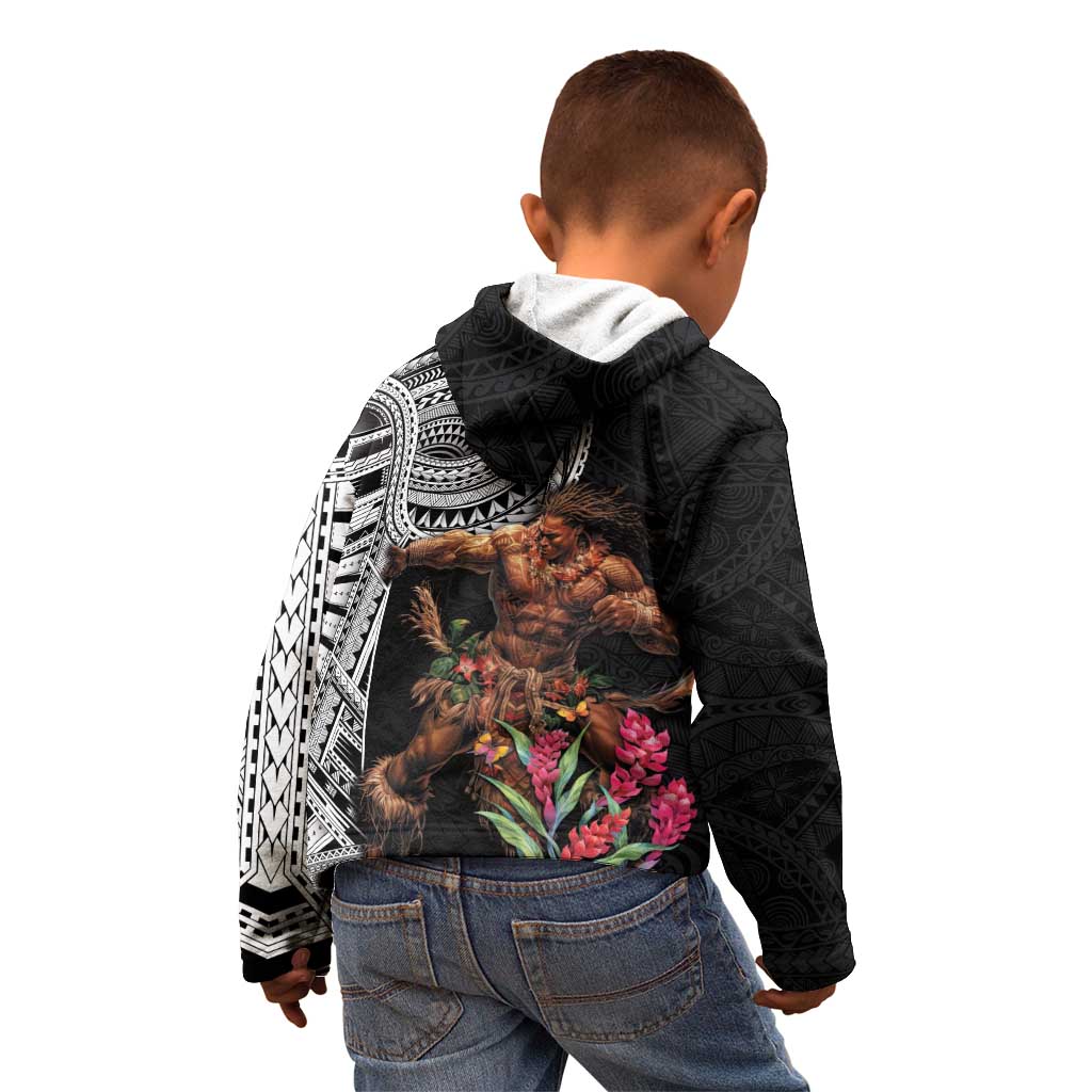 Samoan Warrior Art Tattoo Kid Hoodie Polynesian Pattern and Teuila LT03 - Polynesian Pride