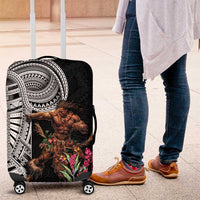 Samoan Warrior Art Tattoo Luggage Cover Polynesian Pattern and Teuila LT03 Black - Polynesian Pride