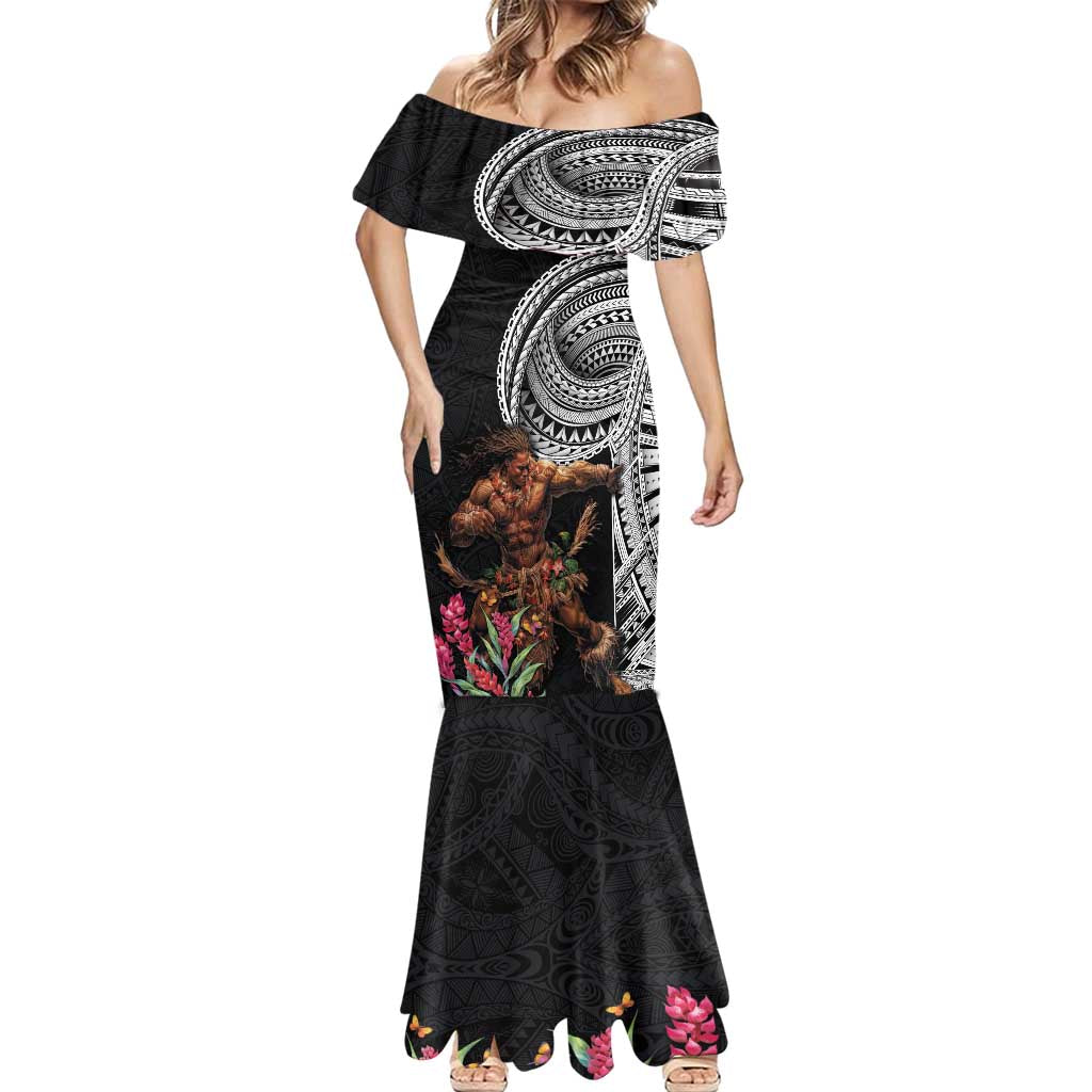 Samoan Warrior Art Tattoo Mermaid Dress Polynesian Pattern and Teuila LT03 - Polynesian Pride