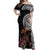 Samoan Warrior Art Tattoo Off Shoulder Maxi Dress Polynesian Pattern and Teuila