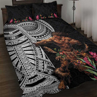 Samoan Warrior Art Tattoo Quilt Bed Set Polynesian Pattern and Teuila LT03 Black - Polynesian Pride