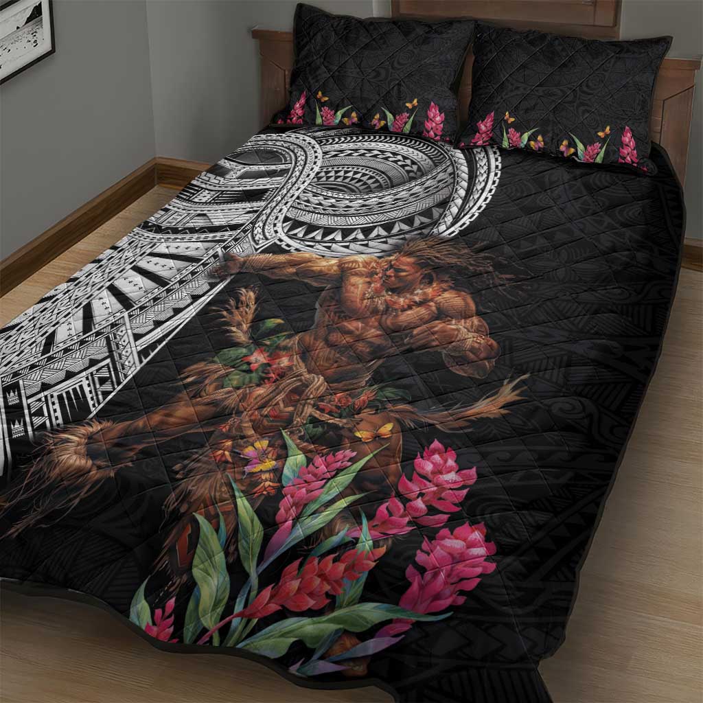 Samoan Warrior Art Tattoo Quilt Bed Set Polynesian Pattern and Teuila LT03 - Polynesian Pride