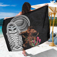 Samoan Warrior Art Tattoo Sarong Polynesian Pattern and Teuila LT03 One Size 44 x 66 inches Black - Polynesian Pride