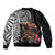 Samoan Warrior Art Tattoo Sleeve Zip Bomber Jacket Polynesian Pattern and Teuila