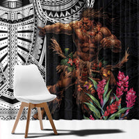 Samoan Warrior Art Tattoo Window Curtain Polynesian Pattern and Teuila LT03 - Polynesian Pride