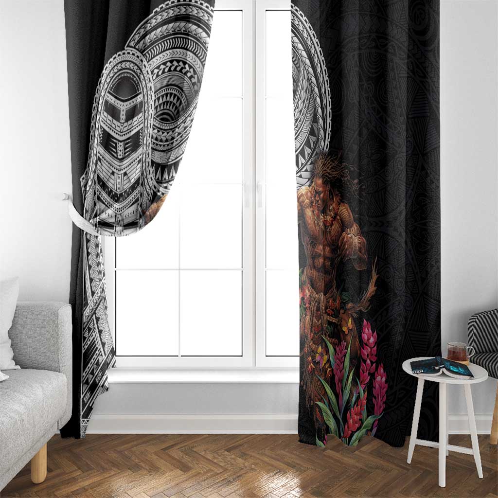 Samoan Warrior Art Tattoo Window Curtain Polynesian Pattern and Teuila LT03 - Polynesian Pride