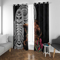 Samoan Warrior Art Tattoo Window Curtain Polynesian Pattern and Teuila LT03 With Grommets Black - Polynesian Pride