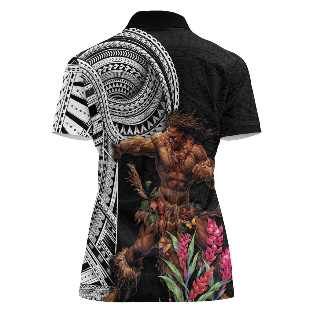 Samoan Warrior Art Tattoo Women Polo Shirt Polynesian Pattern and Teuila LT03 - Polynesian Pride