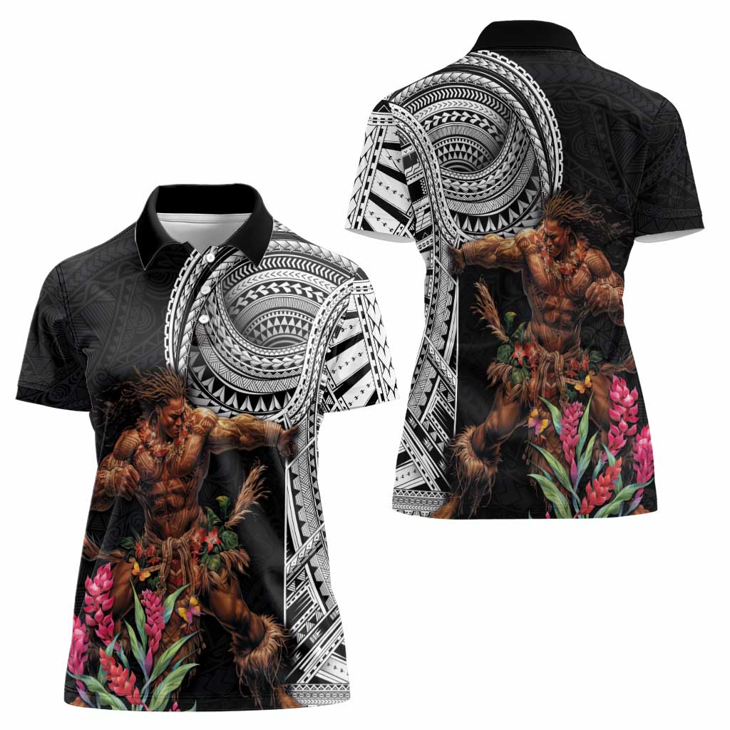 Samoan Warrior Art Tattoo Women Polo Shirt Polynesian Pattern and Teuila LT03 - Polynesian Pride