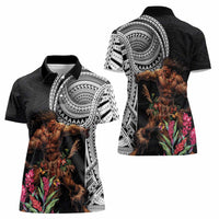 Samoan Warrior Art Tattoo Women Polo Shirt Polynesian Pattern and Teuila LT03 - Polynesian Pride