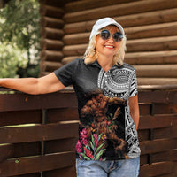 Samoan Warrior Art Tattoo Women Polo Shirt Polynesian Pattern and Teuila LT03 - Polynesian Pride