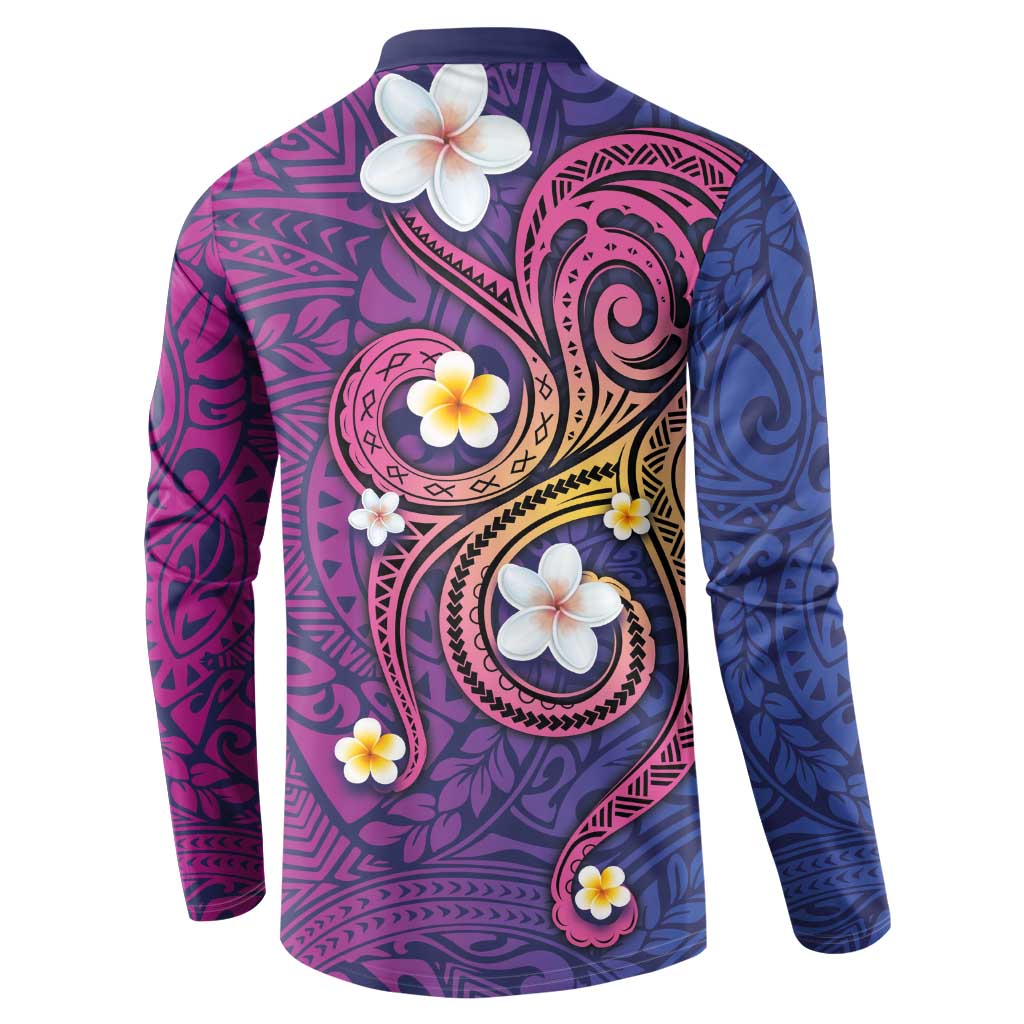 Hawaiian Octopus Tattoo and Frangipani Button Sweatshirt LT03 - Polynesian Pride