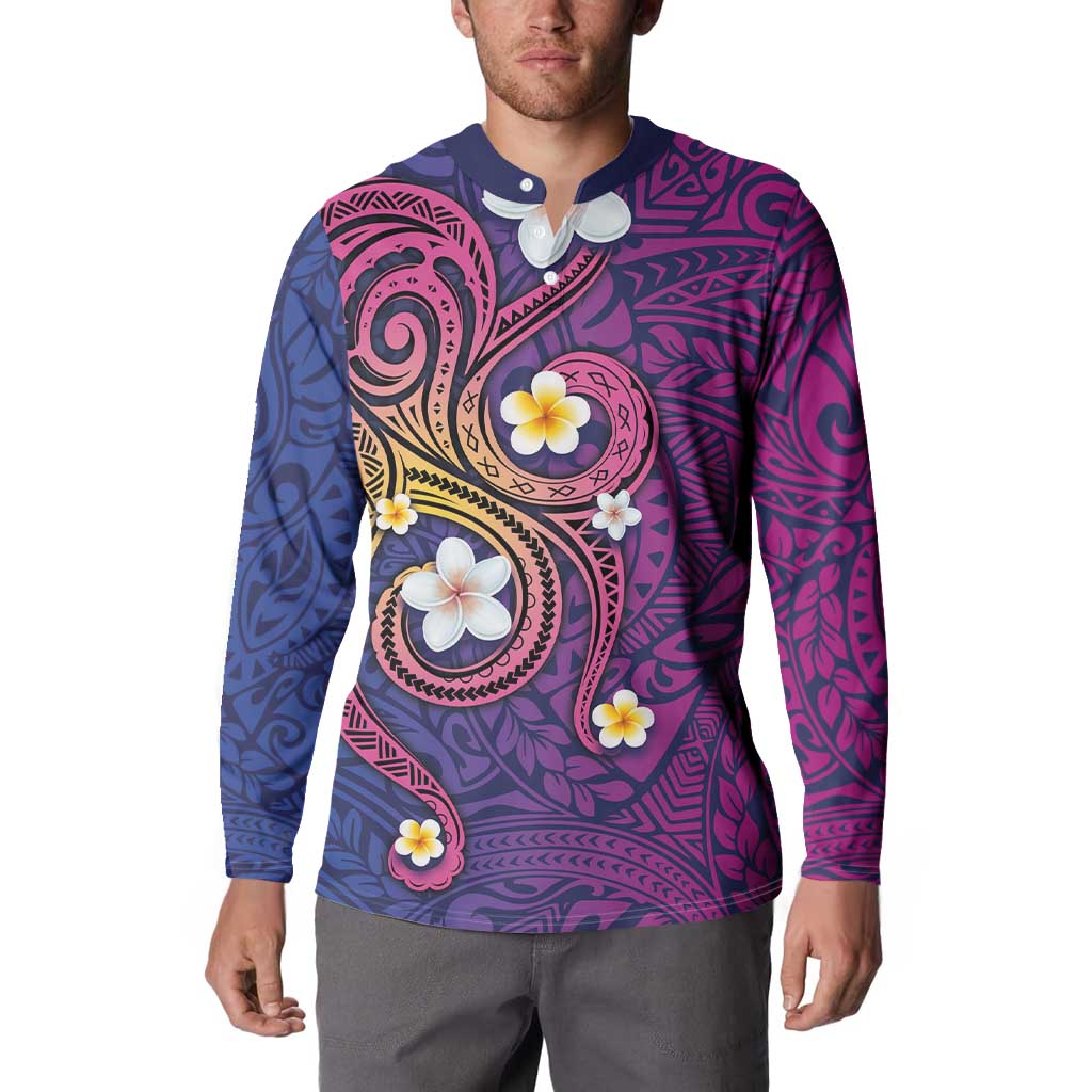 Hawaiian Octopus Tattoo and Frangipani Button Sweatshirt LT03 - Polynesian Pride