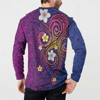 Hawaiian Octopus Tattoo and Frangipani Button Sweatshirt LT03 - Polynesian Pride