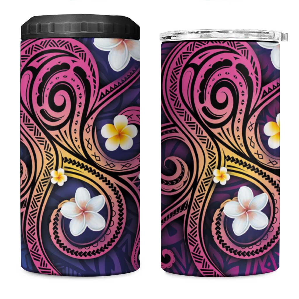 Hawaiian Octopus Tattoo and Frangipani 4 in 1 Can Cooler Tumbler LT03 One Size: 16 oz Purple - Polynesian Pride