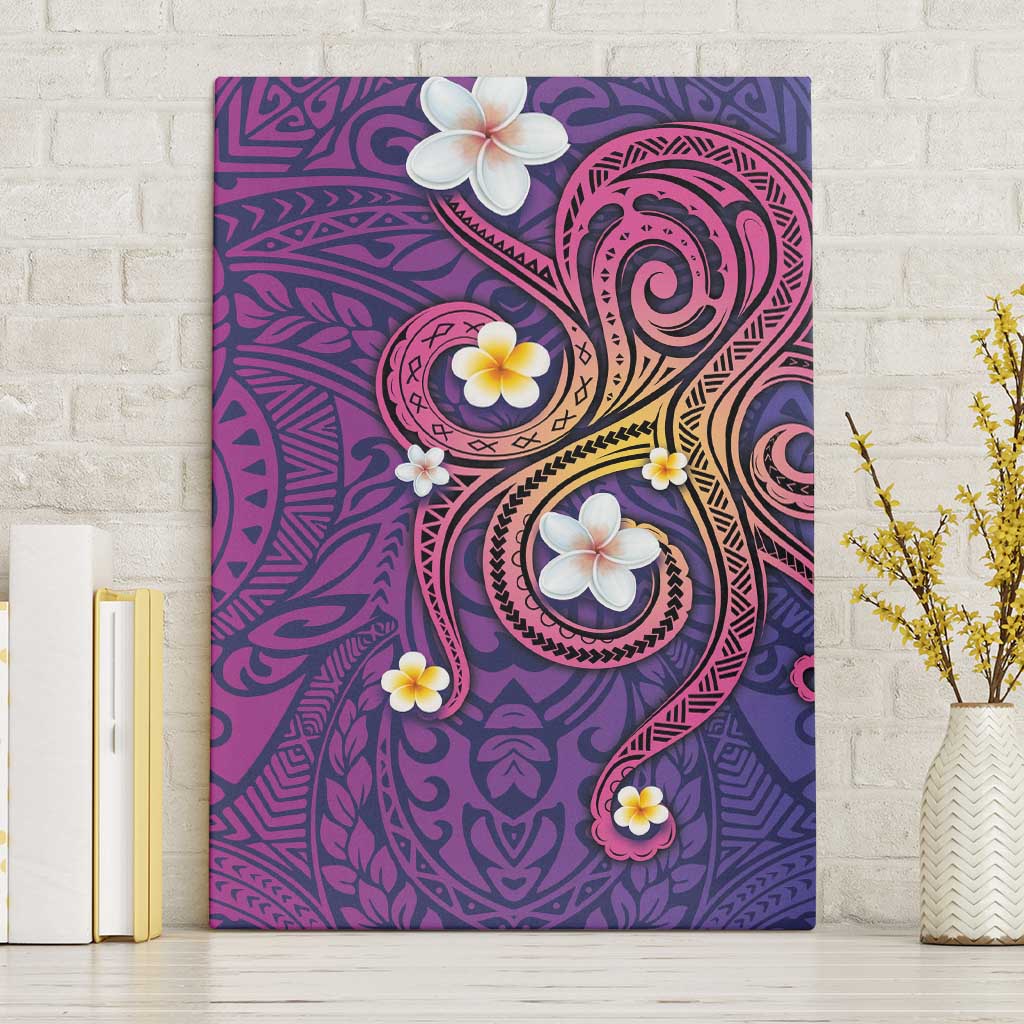 Hawaiian Octopus Tattoo and Frangipani Canvas Wall Art LT03 Without Frame Purple - Polynesian Pride