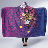 Hawaiian Octopus Tattoo and Frangipani Hooded Blanket LT03 One Size Purple - Polynesian Pride