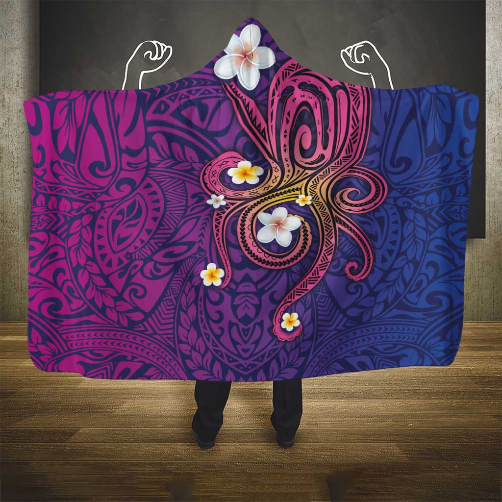 Hawaiian Octopus Tattoo and Frangipani Hooded Blanket LT03 - Polynesian Pride
