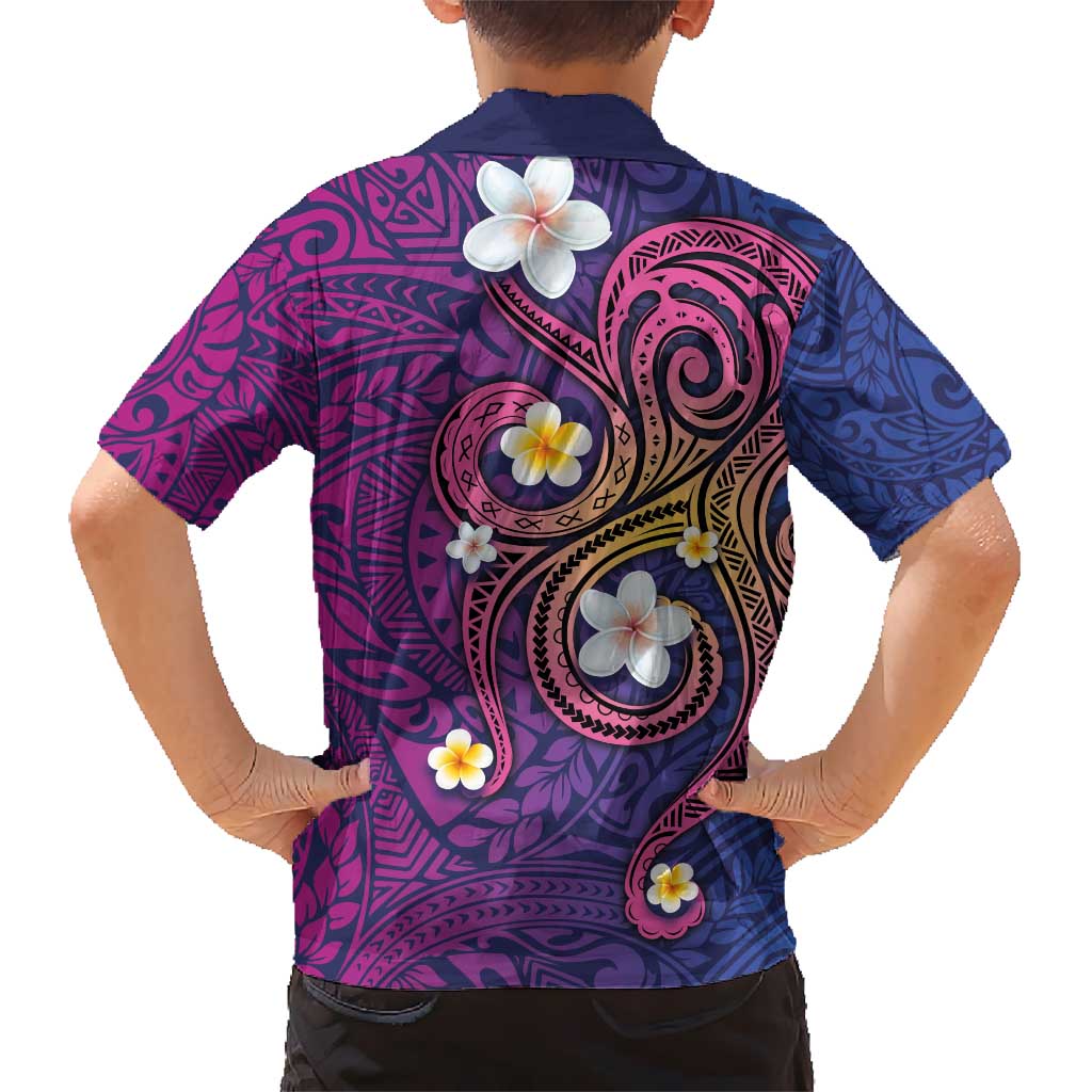 Hawaiian Octopus Tattoo and Frangipani Kid Hawaiian Shirt LT03 - Polynesian Pride
