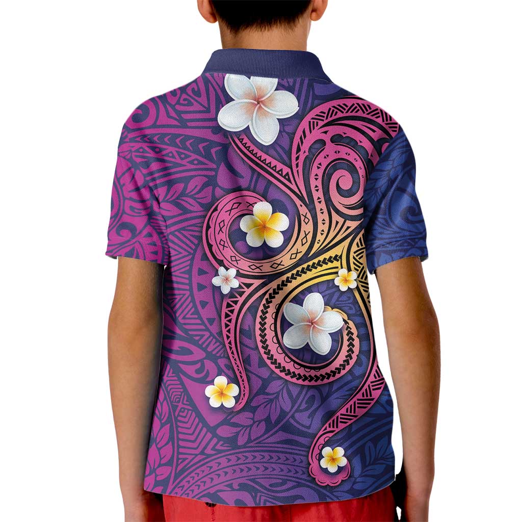 Hawaiian Octopus Tattoo and Frangipani Kid Polo Shirt LT03 - Polynesian Pride