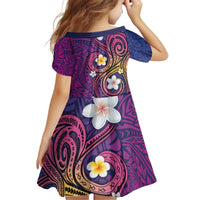 Hawaiian Octopus Tattoo and Frangipani Kid Short Sleeve Dress LT03 - Polynesian Pride