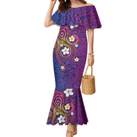 Hawaiian Octopus Tattoo and Frangipani Mermaid Dress LT03 Women Purple - Polynesian Pride