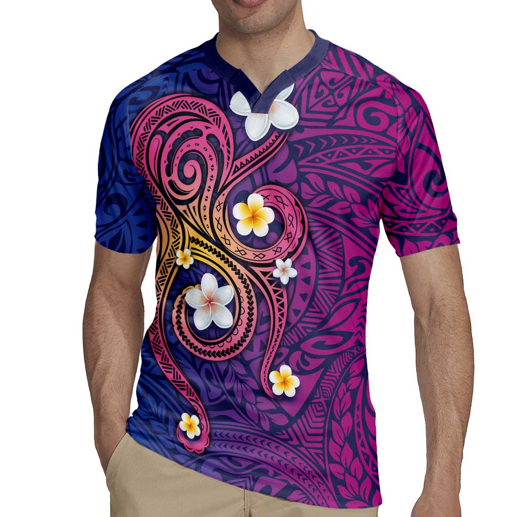 Hawaiian Octopus Tattoo and Frangipani Rugby Jersey LT03 - Polynesian Pride