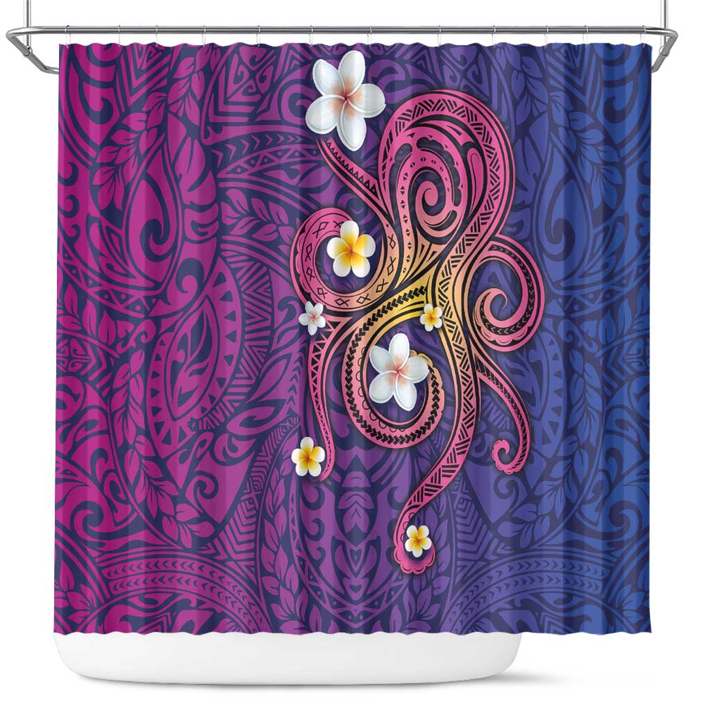 Hawaiian Octopus Tattoo and Frangipani Shower Curtain