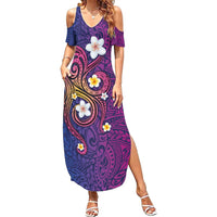 Hawaiian Octopus Tattoo and Frangipani Summer Maxi Dress LT03 Women Purple - Polynesian Pride