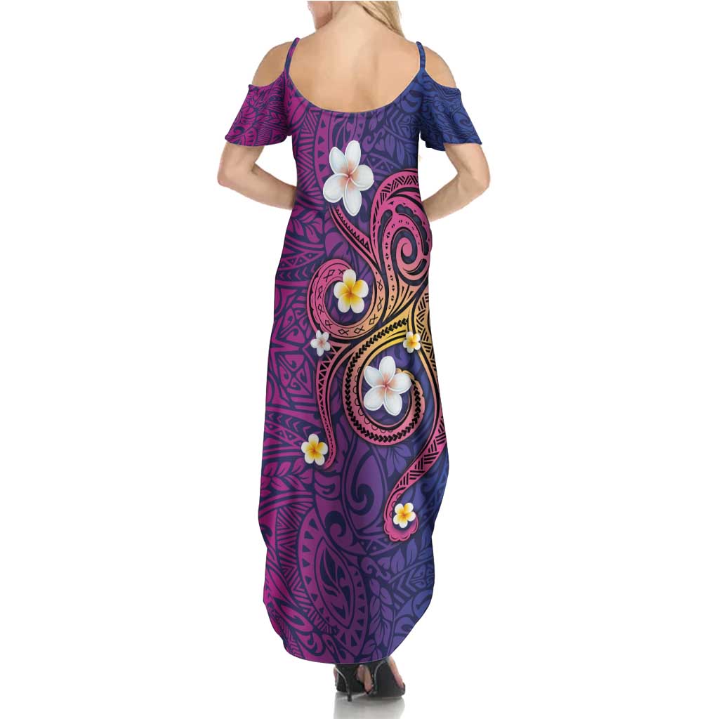 Hawaiian Octopus Tattoo and Frangipani Summer Maxi Dress LT03 - Polynesian Pride