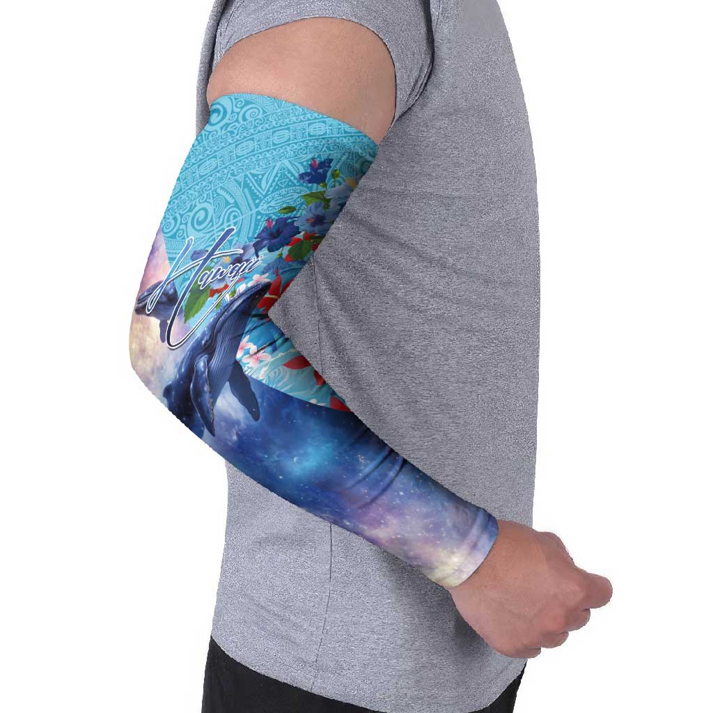 Hawaii Aloha Whales Arm Sleeves Hibiscus and Whales with Polynesian Pattern LT03 - Polynesian Pride