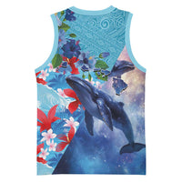 Hawaii Aloha Whales Basketball Jersey Hibiscus and Whales with Polynesian Pattern LT03 - Polynesian Pride