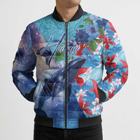 Hawaii Aloha Whales Bomber Puffer Jacket Hibiscus and Whales with Polynesian Pattern LT03 - Polynesian Pride