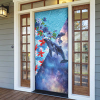 Hawaii Aloha Whales Door Cover Hibiscus and Whales with Polynesian Pattern LT03 - Polynesian Pride
