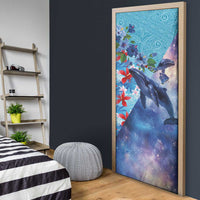 Hawaii Aloha Whales Door Cover Hibiscus and Whales with Polynesian Pattern LT03 - Polynesian Pride