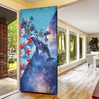Hawaii Aloha Whales Door Cover Hibiscus and Whales with Polynesian Pattern LT03 - Polynesian Pride
